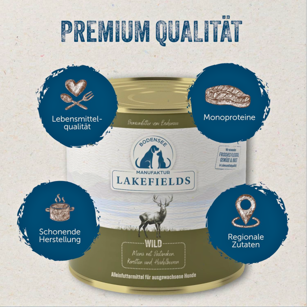 Nassfutter-Menü Wild – Premium Alleinfuttermittel für Hunde mit frischem Wildfleisch, Wurzelgemüse & Kräutern